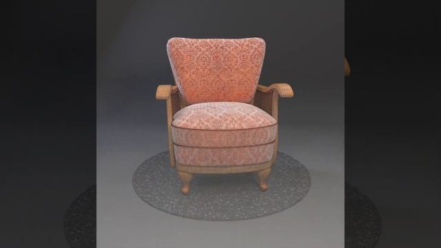 Vintage armchair with curved legs and Viennese weave смотреть онлайн