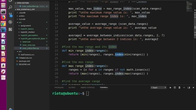 14.9. Write a ROS Node (Python) as a Subscriber to a Laser Scanner смотреть онлайн