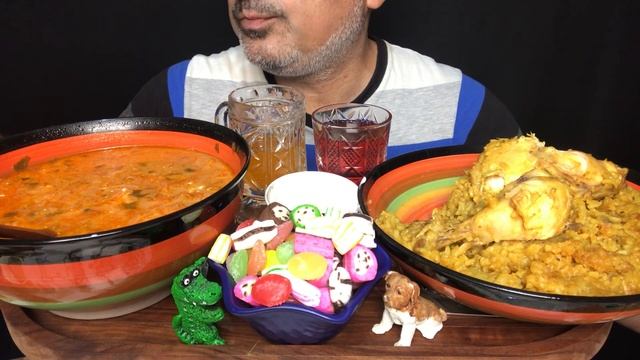 Beef 🥩 Borscht With Sour Cream & Pilaf With Chicken | Candies 🍭| ASMR | MUKBANG