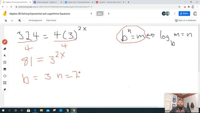 Algebra 2B Solving Exponential and Log Equations Example 12 смотреть онлайн