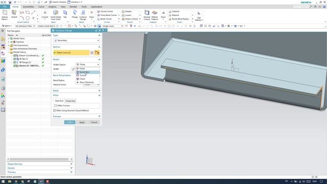 Siemens Unigraphics NX-Sheet Metal || Contour Flange Feature || Chain Flange