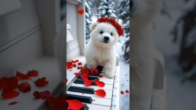 Белый медвежонок играет на рояле #ии #моетворение смотреть онлайн