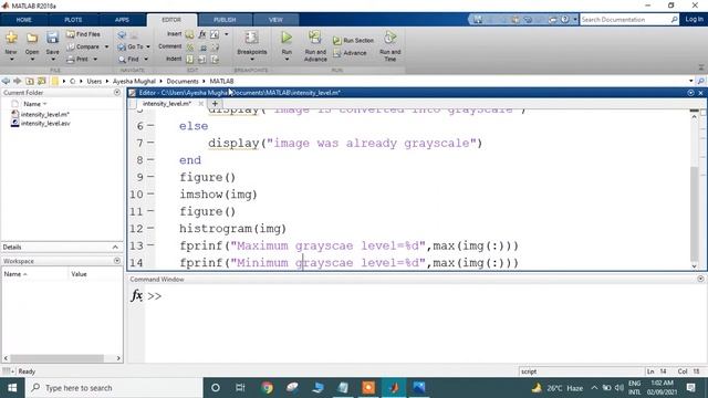 Display and read intensity of image using histogram in MATLAB смотреть онлайн