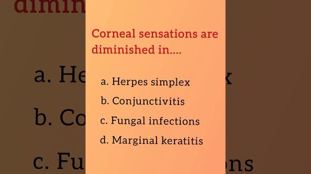 Corneal sensations are diminished in.... Ophthalmology and Optometry multiple Choice Questions смотреть онлайн