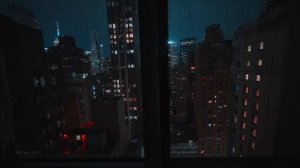 Гроза и дождливая ночь в Нью-Йорке, Звуки города с открытым окном для сна и учебы