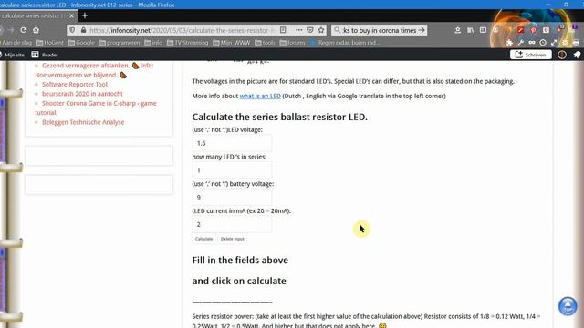infonosity.net : LED ballast series resistor calculator (also Dutch, Nederlands) смотреть онлайн