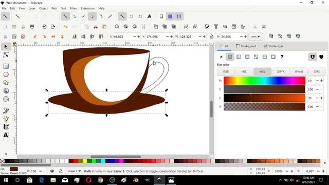 How to create a Cup of Coffee in Inkscape. Coffee Vector drawing. Illustration speed video. смотреть онлайн