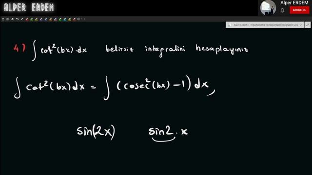 15) Trigonometrik Fonksiyonların Belirsiz İntegralleri смотреть онлайн