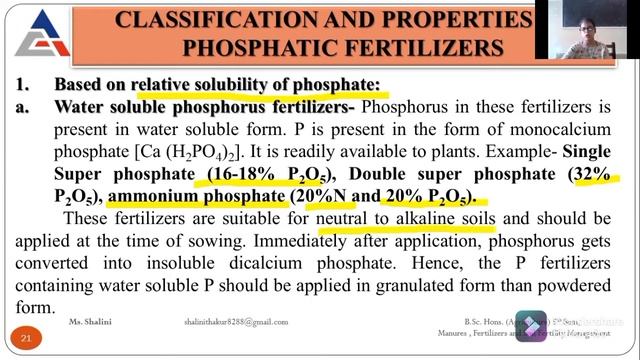 Classification, Composition and Properties of Fertilizers by Shalini Thakur (Asstt. Prof.) смотреть онлайн