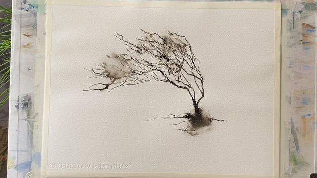 Really Easy Beginner's 5 MINUTE Winter Trees Experiment! Watercolor ink landscape panting Tutorial смотреть онлайн