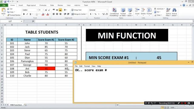 Video Tutorial How To Use MIN FUNCTION In EXCEL смотреть онлайн