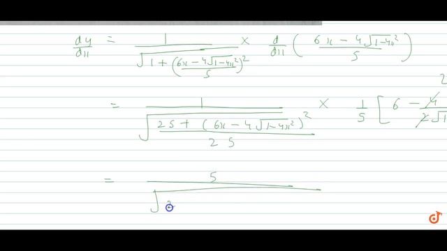 Find `dy/dx` if `y=sin^(-1)[(6x-4sqrt(1-4x^2))/5]` смотреть онлайн