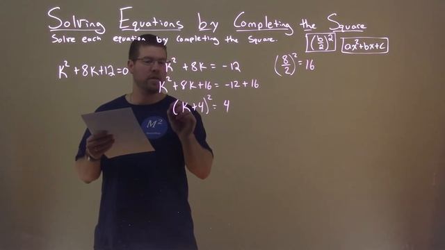 Solve k^2+8k+12=0 by Completing the Square смотреть онлайн