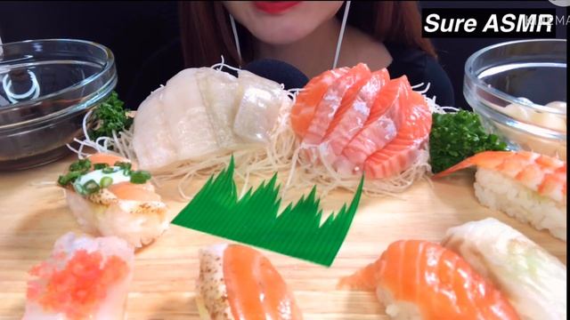 SUB) ASMR Assorted *SUSHI platter, salmon SASHIMI eating sound mukbang 연어회, 광어회, 초밥 먹방 盛り合わせ寿司, 刺身 смотреть онлайн