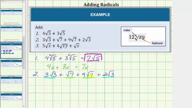Adding Radicals (Basic With No Simplifying) смотреть онлайн