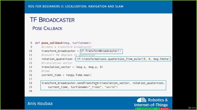 9.003 Create a TF Broadcaster for the frames attached to the robot смотреть онлайн