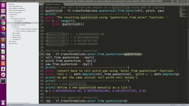 6.006 Convert Orientation between Quaternion and Roll-Pitch-Yaw using TF смотреть онлайн