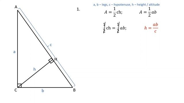 Height / Altitude to the Hypotenuse Formula Proof. Right Tringles. смотреть онлайн
