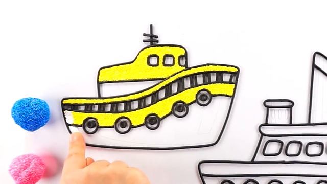 ship, boat, sea, with foam clay | colorful drawing and coloring for kids смотреть онлайн