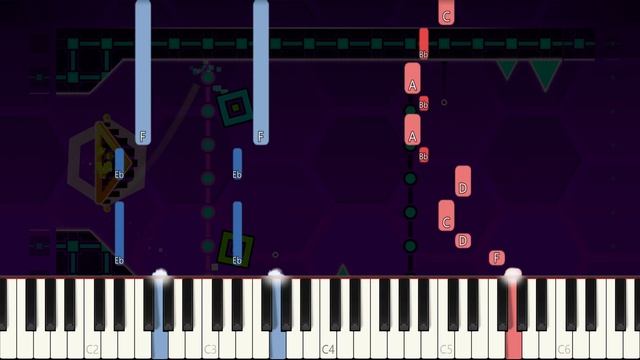 Hexagon Force | GEOMETRY DASH LEVEL 16 - VERY EASY Piano Tutorial смотреть онлайн