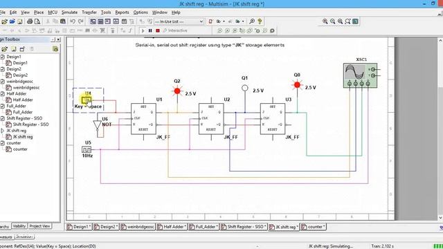 Implementation of Shift register using JK FF Simulation in multisim смотреть онлайн