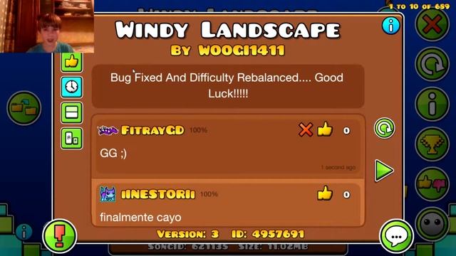 Geometry Dash [20] Windy Landscape и ваши уровни. В 240FPS играть на много легче! смотреть онлайн