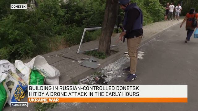 Donetsk building ablaze in drone attack, no casualties reported смотреть онлайн