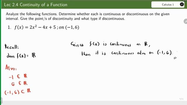 Lec 2.4 Continuity of a Function & Types of Discontinuity смотреть онлайн
