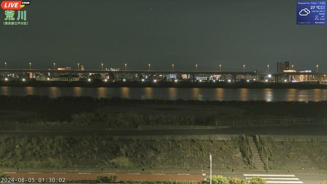 [2024-08-05 00:00～]荒川 土手 河川敷グラウンド 4K Live Cam Arakawa River in Tokyo