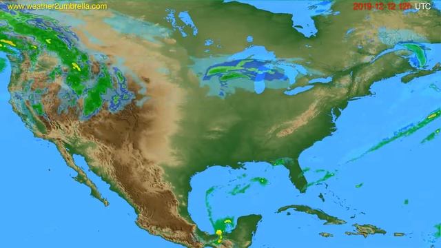 Radar forecast USA & Canada // modelrun: 00h UTC 2019-12-12 смотреть онлайн