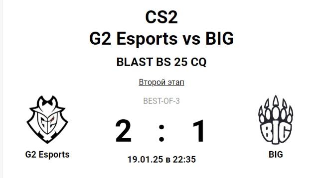 CS2 G2 Esports Vs BIG BLAST BS 25 CQ