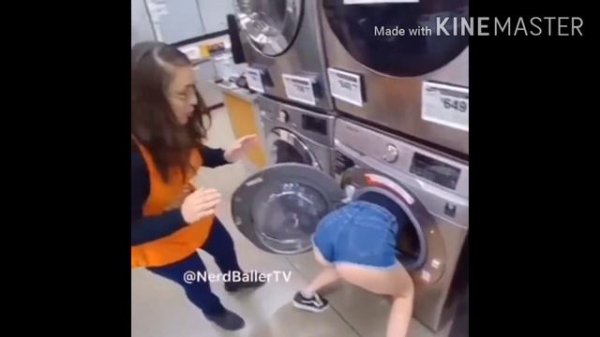 Hot Girl Stuck in the Washing Machine 🔥