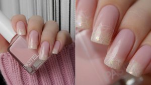 Френч стемпингом, нюдовый маникюр (обычный лак)