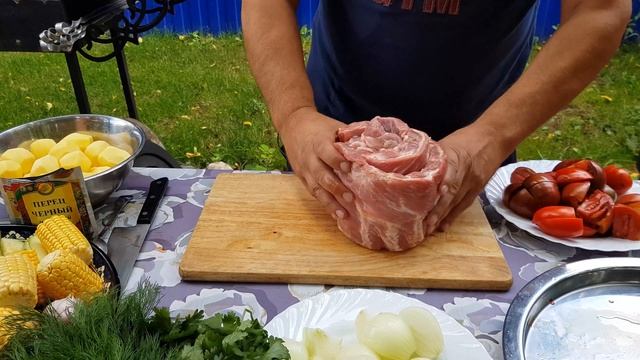 Свиные РЕБРЫШКИ с овощами в КАЗАНЕ. Закидываем всё в холодный 12-ти литровый КАЗАН. смотреть онлайн