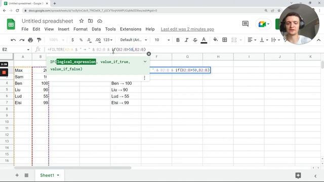 How to Combine Text with Condition in a FILTER Function in Google Sheets смотреть онлайн