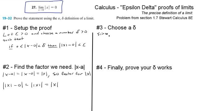 Calc 1.7 Q27 - Limit Proof with Epsilon Delta - James Stewart 8E смотреть онлайн