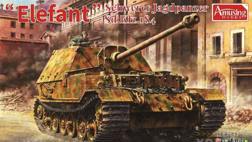 Распаковка Amusing Hobby 1 35 35A033 Schwerer Jagdpanzer  Elefant