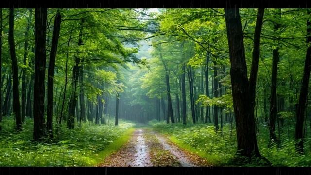 Дождь в летнем парке, видео для сна