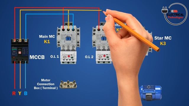 Star Delta Starter Power Wiring Diagram | 3 Phase Motor Star Delta Power Connection смотреть онлайн