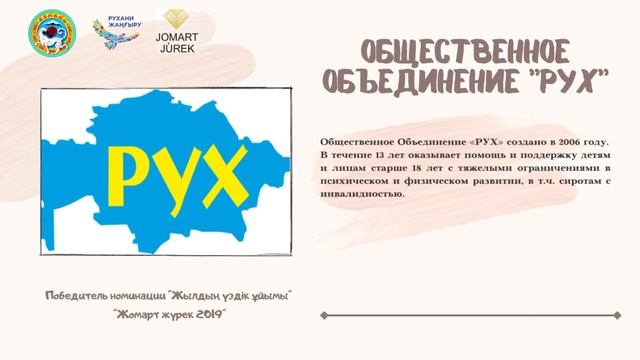 "Жомарт жүрек 2019" байқауы "Үздік ұйым" номинациясының жеңімпазы "Рух" қоғамдық бірлестігі смотреть онлайн