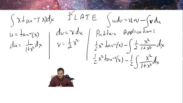 Integral of xtan^-1(x), step by step, using integration by parts. смотреть онлайн