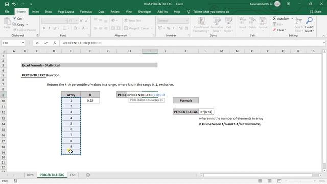 Excel PERCENTILE EXC Function смотреть онлайн