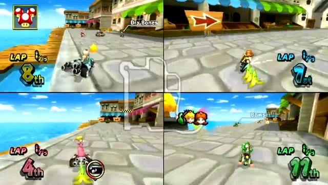 Mario Kart Wii - 4-Player VS: 55 - My Second Visit (2/4) смотреть онлайн