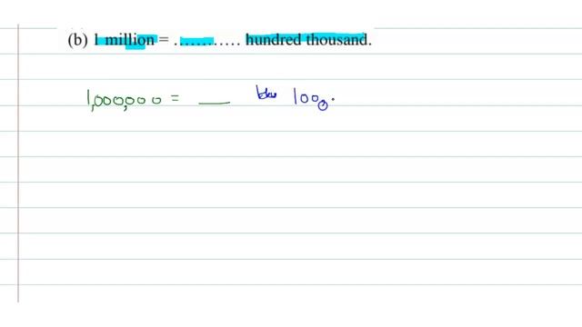 1 million = ....... hundred thousand, class 6 , chapter 1 ex 1.1 Q1 b maths смотреть онлайн