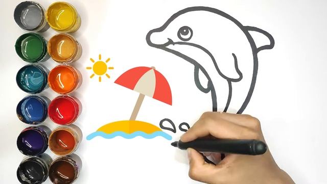 Draw a picture of a dolphin for children/Рисуем дельфина для детей/delfin rasmini chizish смотреть онлайн