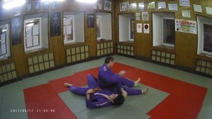 Дзюдо. Защита от броска через спину с колен.