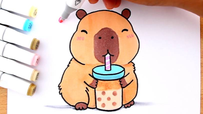 Как нарисовать и раскрасить Капибару в стиле кавайи смотреть онлайн