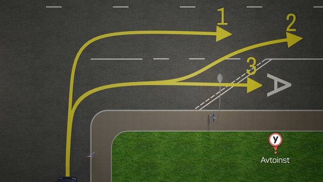 Теория ПДД. По какой из траекторий можно выполнить поворот направо? Правила поворота направо смотреть онлайн