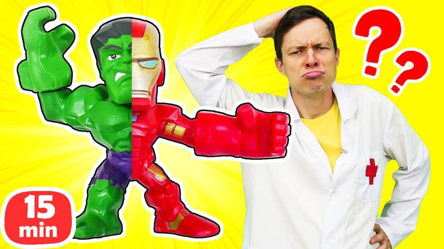 Железный Человек стал Халком, а Человек Паук позеленел? Супергерои в опасности! Видео для детей смотреть онлайн