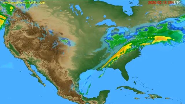 Radar forecast USA & Canada // modelrun: 00h UTC 2020-02-13 смотреть онлайн